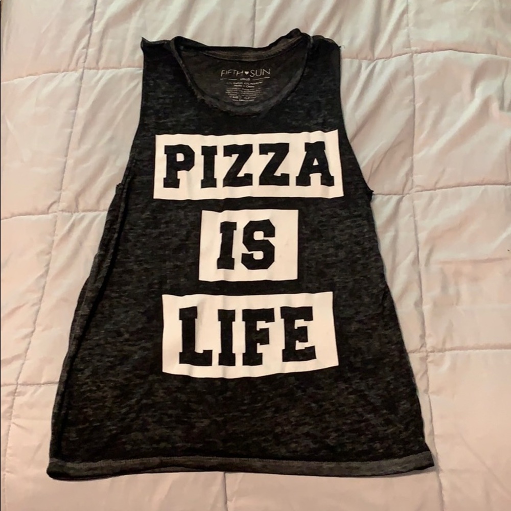 "Pizza Is Life" Black Tank Top